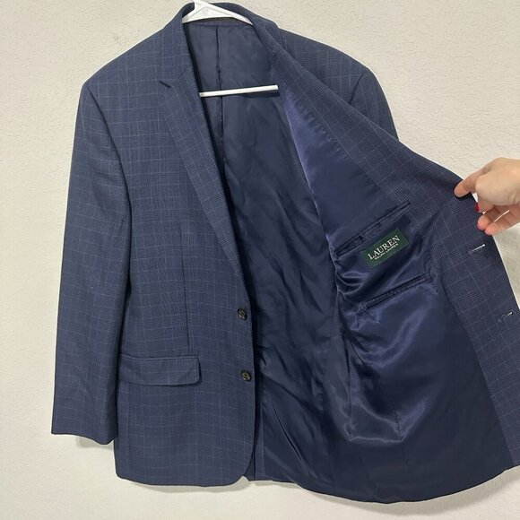 Lauren Ralph Lauren Single Breasted Mens Blazer Sports Coat 38R? Blue Plaid Work - Picture 3 of 12